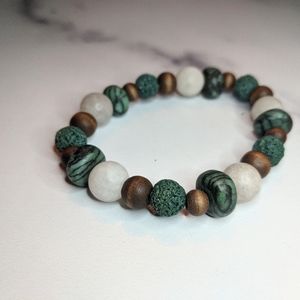 Handcrafted gemstone wood bracelet